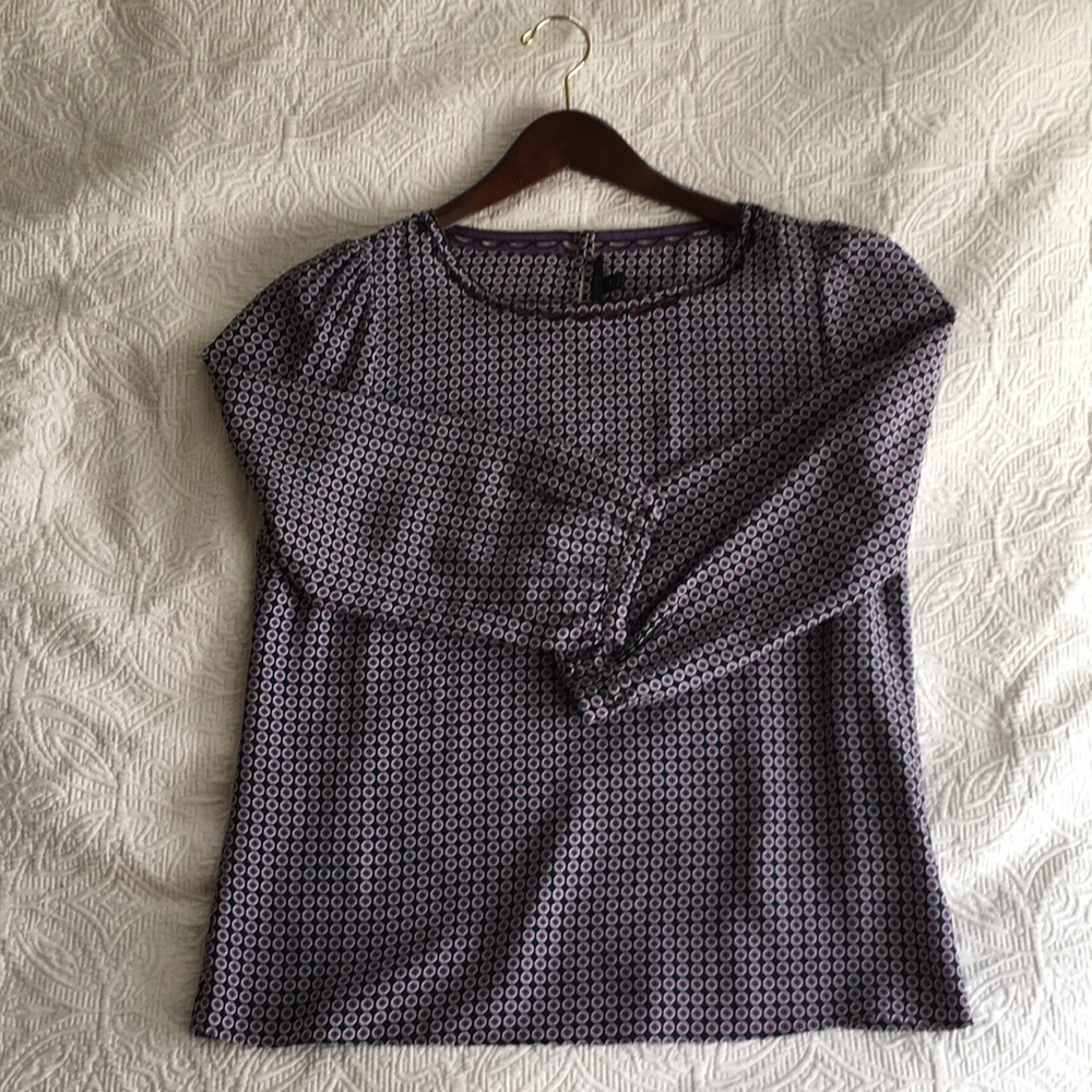 J. Crew Print Silk Blouse with Scalloped Collar